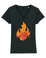 Girl Gang Fire Tricou mânecă scurtă guler V Damă Evoker