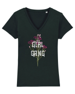 Girl Gang Flower Tricou mânecă scurtă guler V Damă Evoker