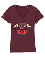 Girls Support Girls Tricou mânecă scurtă guler V Damă Evoker