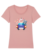Animale Masina Mov Tricou mânecă scurtă guler larg fitted Damă Expresser