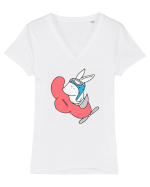 Iepuras Aviator Tricou mânecă scurtă guler V Damă Evoker