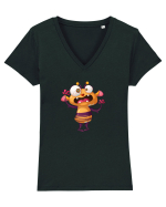 Monstrulet Portocaliu Tricou mânecă scurtă guler V Damă Evoker