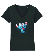 Monstrulet Albastru Tricou mânecă scurtă guler V Damă Evoker