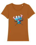 Monstrulet Albastru Tricou mânecă scurtă guler larg fitted Damă Expresser