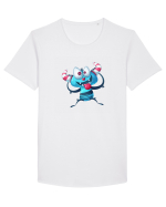 Monstrulet Albastru Tricou mânecă scurtă guler larg Bărbat Skater