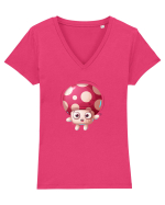Ciupercuta Rosie Tricou mânecă scurtă guler V Damă Evoker