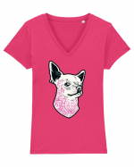 Tattoo Dog Tricou mânecă scurtă guler V Damă Evoker