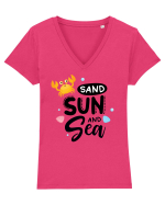 Sand Sun and the Sea Tricou mânecă scurtă guler V Damă Evoker