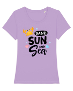 Sand Sun and the Sea Tricou mânecă scurtă guler larg fitted Damă Expresser