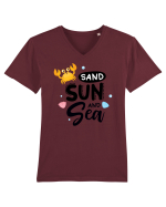 Sand Sun and the Sea Tricou mânecă scurtă guler V Bărbat Presenter