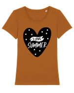 I Love Summer Tricou mânecă scurtă guler larg fitted Damă Expresser