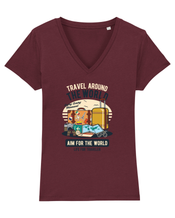 Travel Around the World Burgundy