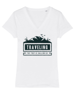 The Trip is Calling us Tricou mânecă scurtă guler V Damă Evoker