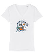 Hip Parrot Retro Tricou mânecă scurtă guler V Damă Evoker
