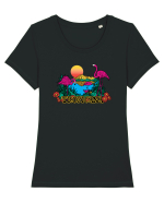 Tropicana Flamingo Sunset Tricou mânecă scurtă guler larg fitted Damă Expresser