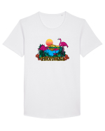 Tropicana Flamingo Sunset Tricou mânecă scurtă guler larg Bărbat Skater
