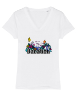 Vacation Fish Ocean Tricou mânecă scurtă guler V Damă Evoker
