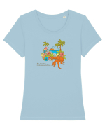 Island Crab Parrot Retro Tricou mânecă scurtă guler larg fitted Damă Expresser