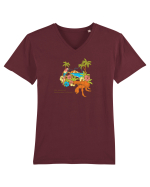 Island Crab Parrot Retro Tricou mânecă scurtă guler V Bărbat Presenter