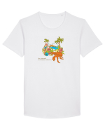 Island Crab Parrot Retro Tricou mânecă scurtă guler larg Bărbat Skater