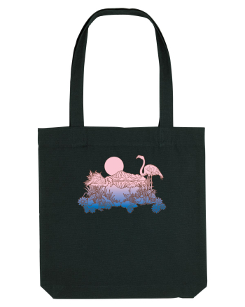 Flamingo Sunset Retro Black