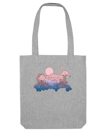 Flamingo Sunset Retro Heather Grey