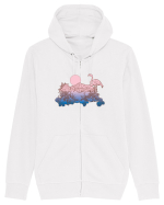 Flamingo Sunset Retro Hanorac cu fermoar Unisex Connector