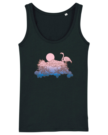 Flamingo Sunset Retro Black