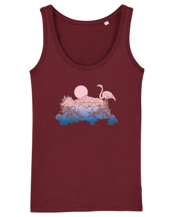 Flamingo Sunset Retro Burgundy