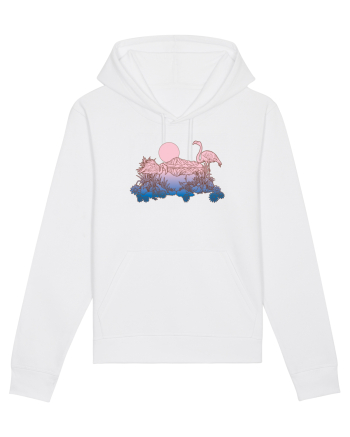 Flamingo Sunset Retro White
