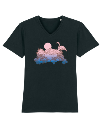 Flamingo Sunset Retro Black