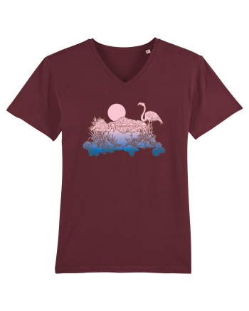 Flamingo Sunset Retro Burgundy