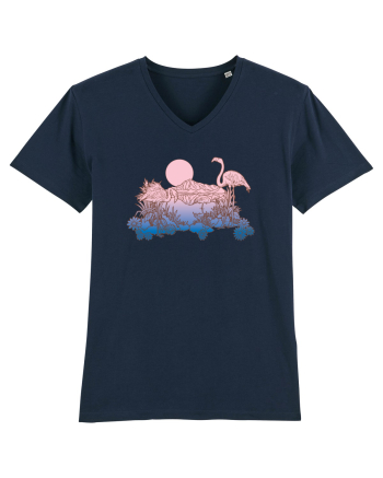 Flamingo Sunset Retro French Navy