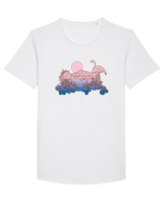 Flamingo Sunset Retro Tricou mânecă scurtă guler larg Bărbat Skater