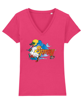 Spray Retro Flowers Raspberry