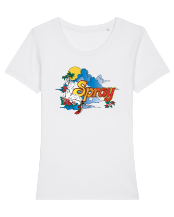 Spray Retro Flowers White