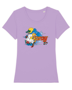 Spray Retro Flowers Tricou mânecă scurtă guler larg fitted Damă Expresser
