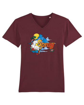 Spray Retro Flowers Burgundy