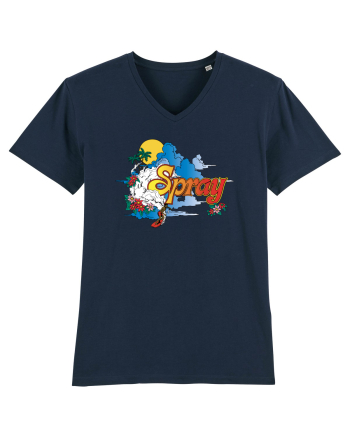 Spray Retro Flowers French Navy