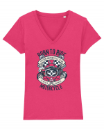 Born To Ride SKull Tricou mânecă scurtă guler V Damă Evoker