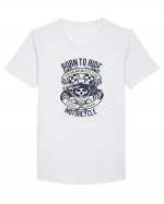 Born To Ride SKull Tricou mânecă scurtă guler larg Bărbat Skater