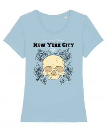 New York City Skull Sky Blue