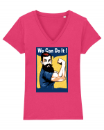 We can Do It Tricou mânecă scurtă guler V Damă Evoker