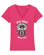 Skull Biker Race Tricou mânecă scurtă guler V Damă Evoker