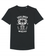 Skull Biker Race Tricou mânecă scurtă guler larg Bărbat Skater