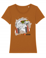 Eagle Headphones Hipster Tricou mânecă scurtă guler larg fitted Damă Expresser