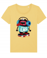 Whats Up Cartoon Tricou mânecă scurtă guler larg fitted Damă Expresser