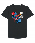 Bam Cartoon Skateboard Tricou mânecă scurtă guler larg Bărbat Skater