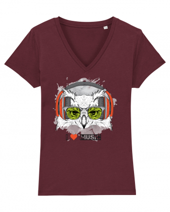 Owl Hipster Headphones Burgundy