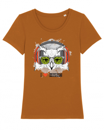 Owl Hipster Headphones Roasted Orange